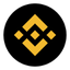 Binance logo featuring a yellow geometric design in the center of a black circle.