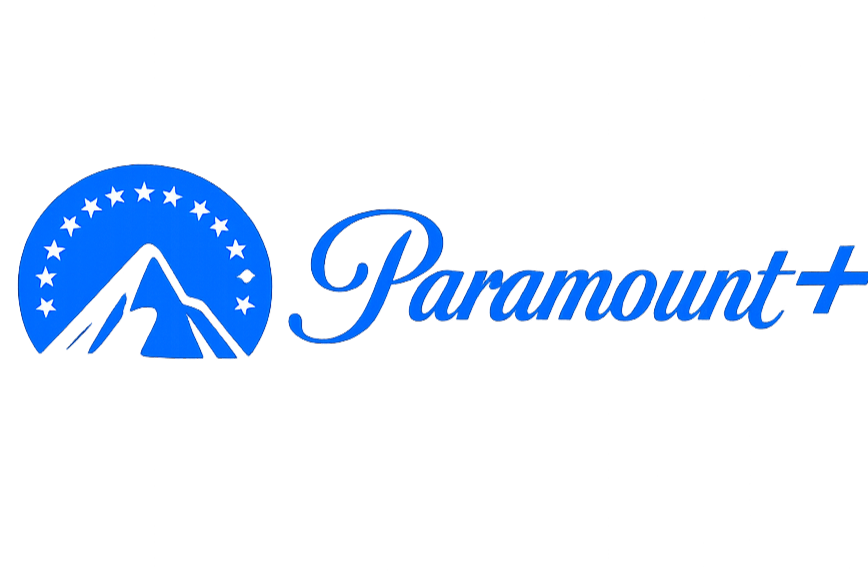 Paramount+ logo featuring a blue mountain with stars in a semicircle and the word "Paramount+" in cursive to the right.
