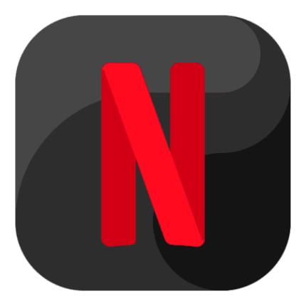 The Netflix logo features a bold red "N" centered on a black rounded square background.