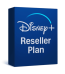 A blue box shows the Disney+ logo with "Disney+ Reseller" written below in white, highlighting exclusive Disney+ Reseller subscription options.